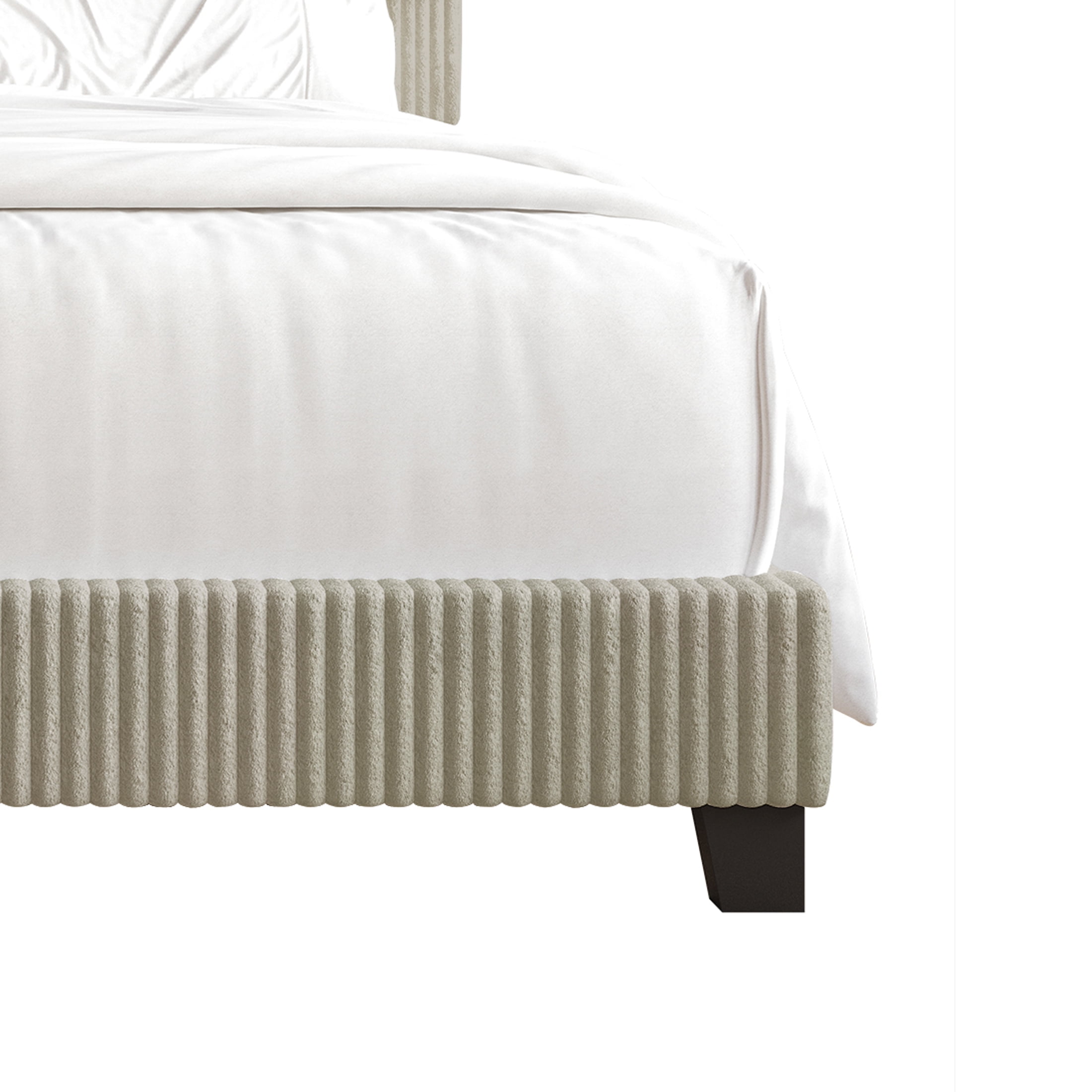 Castle Place Chic Corduroy Velvet Upholstered Queen Bed, Beige