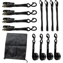 OTTULUR Ratchet Tie Down Straps 4 PK 15 FT 2200 LB Break Strength Safety Lock S Hooks Black
