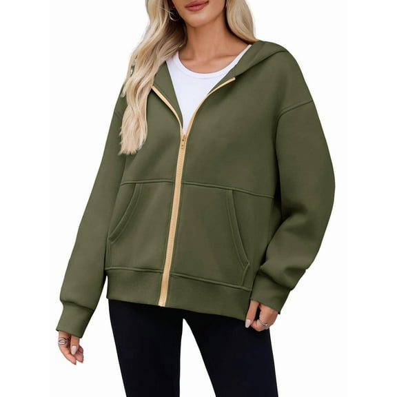 Hoodies for Women Sweatshirt Zip Up Hoodie Fall Fashion Trendy Long Sleeve Jackets Winter Clothing Outfits  Green S