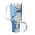 thumbnail image 2 of 40zo Ice Bar Cup With Handle Double Insulation Large Capacity Rust Prevention For Daily Travel And Other Scenes Argyle Plaid Lightskyblue_49288_1, 2 of 8