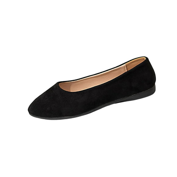 Xfvqtps Womens Flat Shoes Pointed Toe Ballet Flats Velvet Upper Comfortable Walking Shoes Slip on Casual Footwear for Women Black