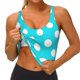 thumbnail image 3 of Balery Aqua And White Polka Dot Sujetadores deportivos con espalda cruzada para mujer, acolchados, sin costuras, de alto impacto, ideales para yoga, gimnasio, entrenamiento y fitness.-Small, 3 of 8