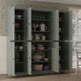 thumbnail image 3 of 100% Solid Wood Kitchen Pantry Storage Cabinet with Solid Doors and Adjustable Shelves, Sage Wooden Modular Tall Cabinets, 3 of 6