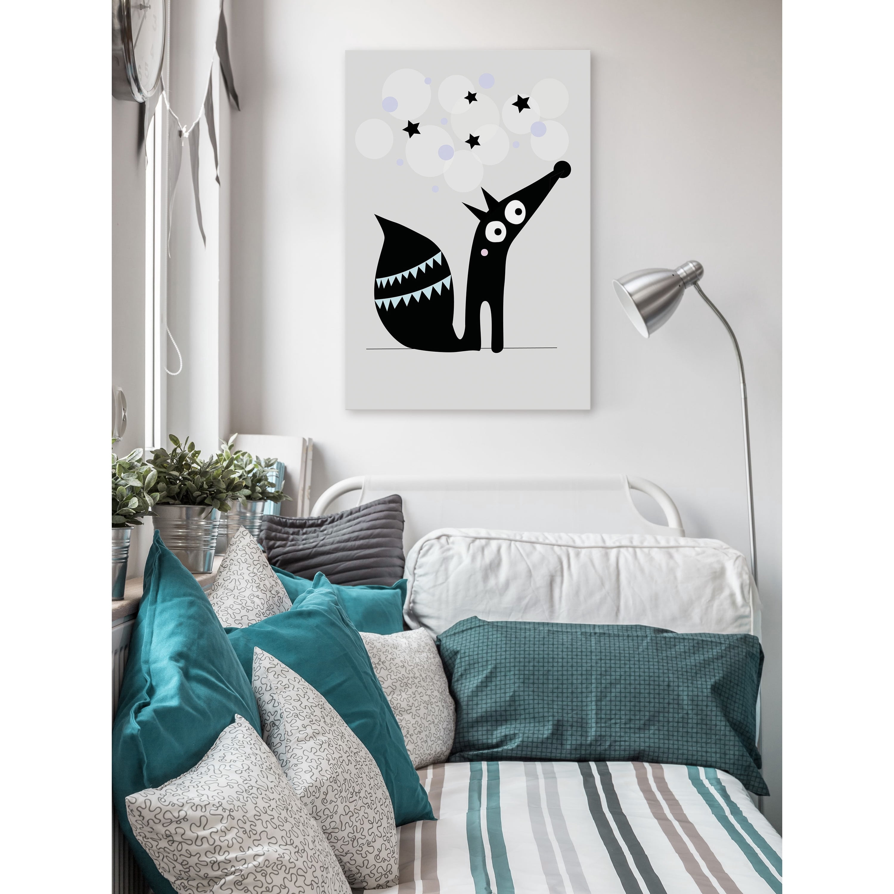 Marmont Hill "Black Star Dog" by Katarina Snygg Painting Print on Wrapped Canvas