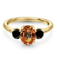 thumbnail image 3 of Gem Stone King 2.04 Ct Oval Ecstasy Mystic Topaz Black Diamond 18K Yellow Gold Plated Silver Ring, 3 of 6