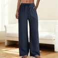 thumbnail image 2 of RFQWOVSR Women's High Waist Drawstring Wide Leg Linen Pants with Pockets Loose Fit Casual Summer Trousers XXXL, 2 of 5