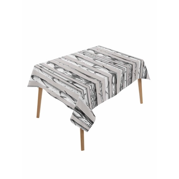 Birch Trees Table Cloth, Waterproof Tablecloth for Rectangle Tables, Forest Vintage Abstract Wooden Gray Reusable Washable Fabric Table Cover for Restaurant Kitchen Dining Tables 60"x84"