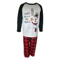 thumbnail image 5 of Family Matching Christmas Pajamas, Cartoon Snowman Letter Print Long-Sleeved Tops + Plaid Pattern Trousers Sleepwear, 5 of 7