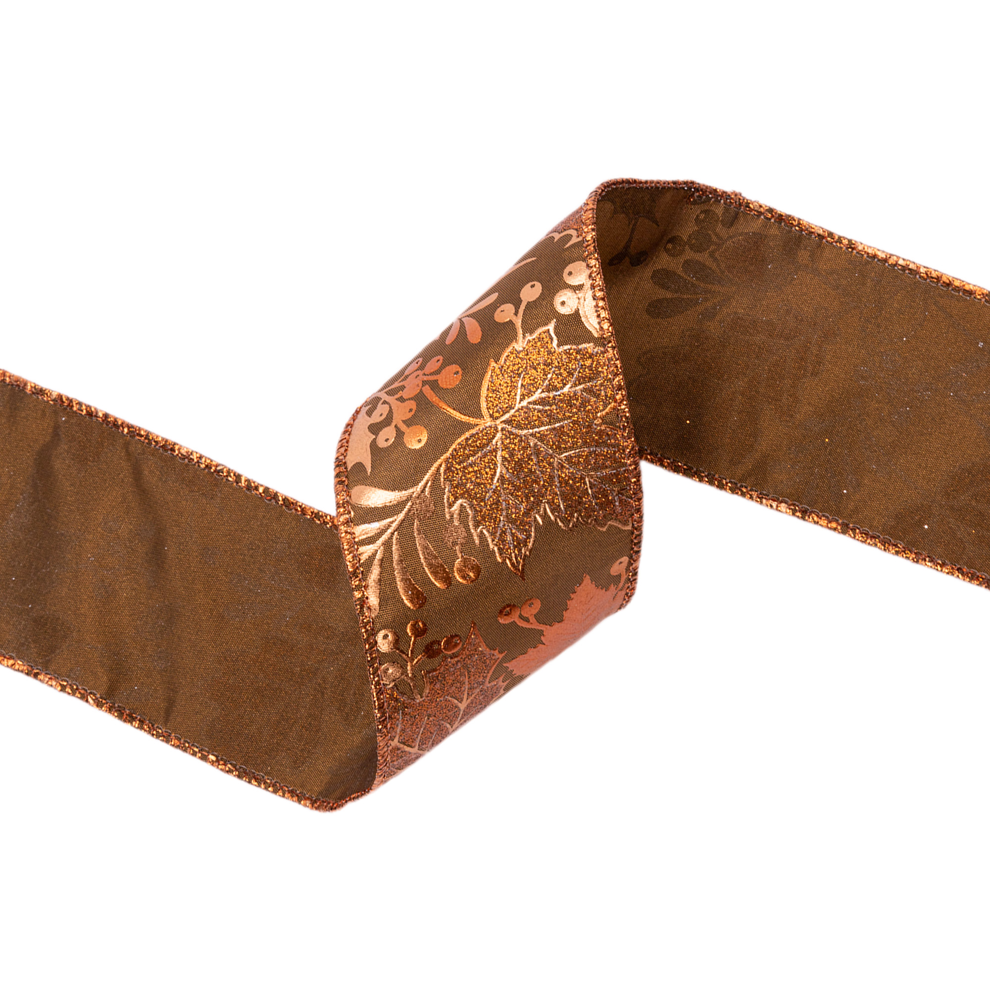 LaRibbons 2 1/2" Wired Ribbon | "Metallic Leaf" Brown/Copper | 10 Yard Roll