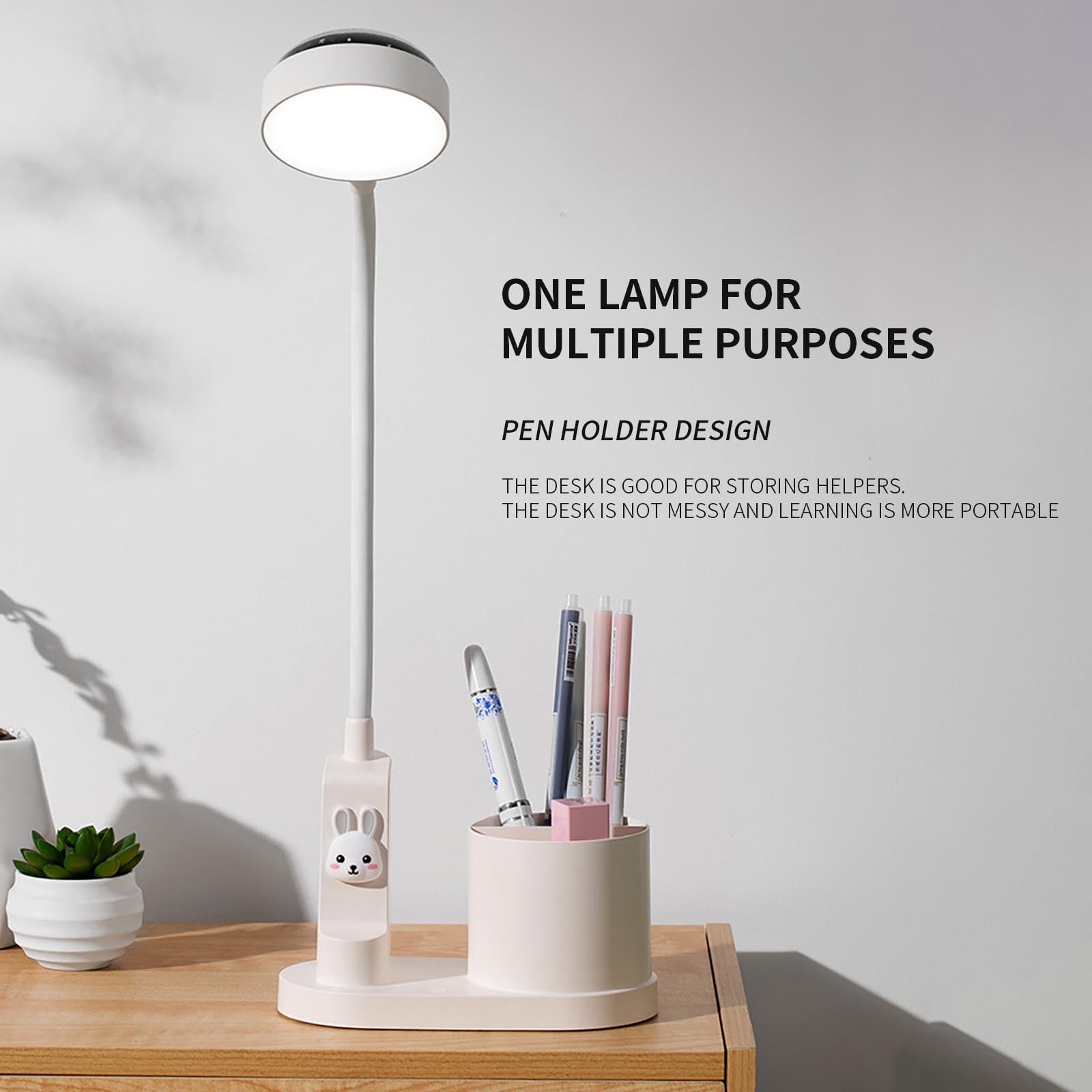 Wovilon Multifunctional Pen Holder Table Lamp Student Dormitory Eye Protection Study Table Lamp Desktop Bedroom Romantic Projection Night Light