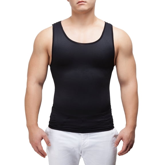 Men's Shapewear Chest Belly Waist Boobs Compression Slimming Vest Body Shaper Workout GYM Under base Layer Cool Dry Sport Tank Top Undershirts