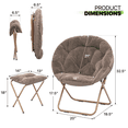 thumbnail image 2 of Magshion Set of 2 Folding Saucer Chair and Footrest Stool, Soft Faux Fur Oversized Accent Chair, Moon Chair with Metal Frame for Bedroom Living Room, Beige, 2 of 11