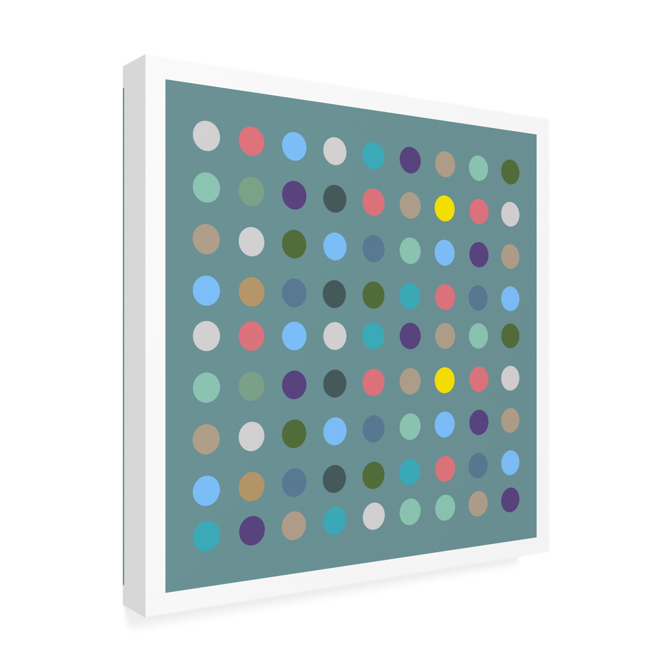 Canvas Wall Art - Tom Quartermaine 'Colorful Polka Dots on Blue in Square' Wall Art for Living Room, Bedroom, or Office Décor by Trademark Fine Art - 24 x 24 Inches