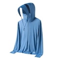 thumbnail image 2 of Men's Casual Fashion Solid Color Full Zip Hoodie Long Sleeve Coat Sweatshirt Breathable Polyester Blend Loose Fit Daily Streetwear Outfits Gift | JASKFLY,Blue XS, 2 of 5