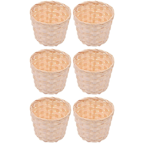 Cesta grande de bambú de 6 piezas, cesta decorativa de escritorio para flores, cesta para artículos diversos