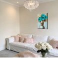 thumbnail image 2 of ZHONGYUTONG Gold and Gray Teal Floral Wall Decor Abstract Blooming Flowers Picture Prints Abstract Women Canvas Neutral Art Poster Paintings for Girl Bedroom Bathroom (20.00" x 30.00"), 2 of 5