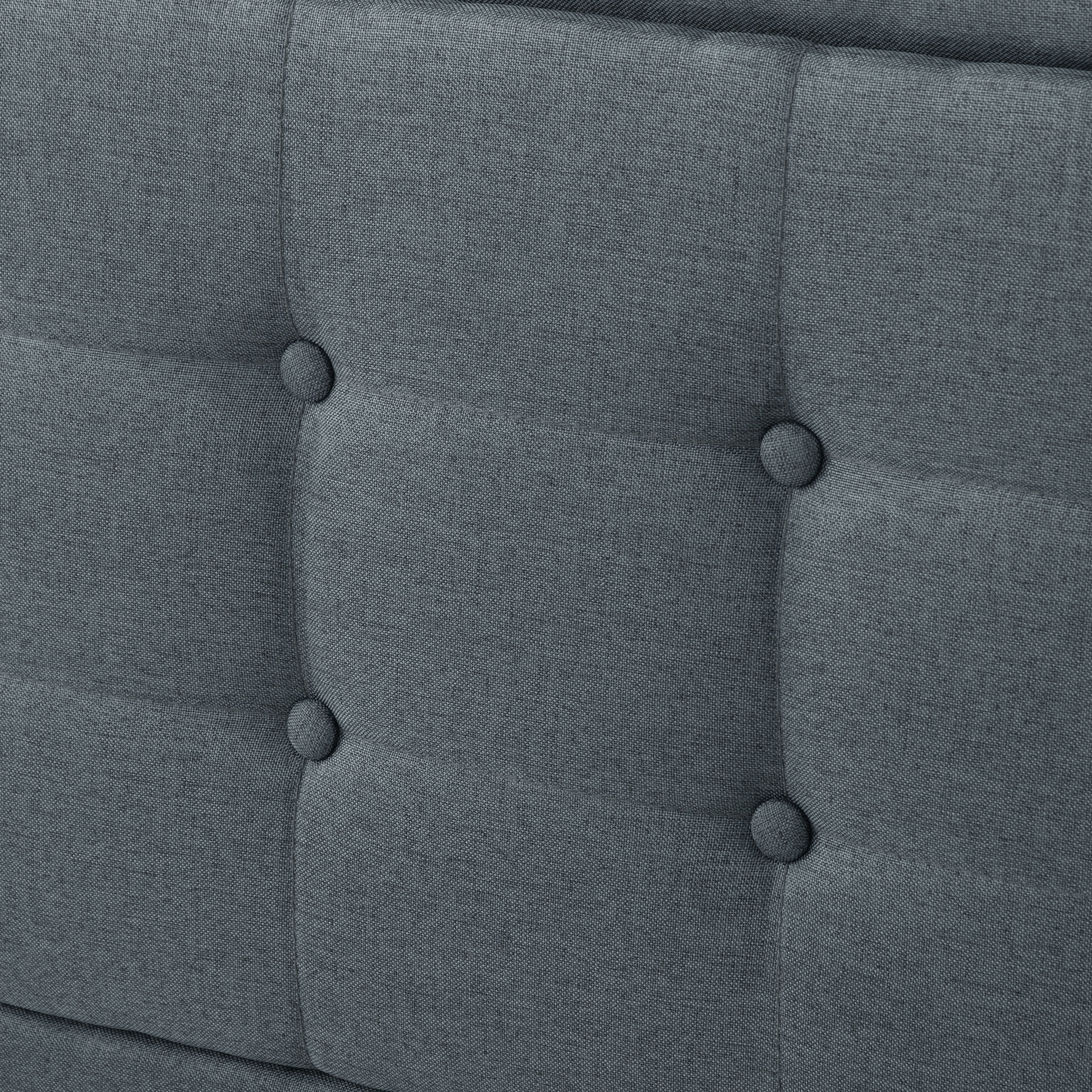 Full Size Upholstered Platform Bed Frame with Square Tufted Headboard, Easy Assembly Bed Frame for Bedroom, Dark Grey