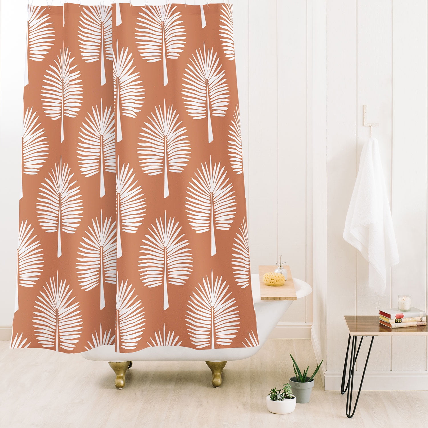 Society6 Coastl Studio Wide Palm Terra Cotta Shower Curtain 71" x 74 ...
