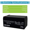 thumbnail image 3 of Batería UPG UB1234 12 V 3,4 Ah SLA 86482, 3 of 6