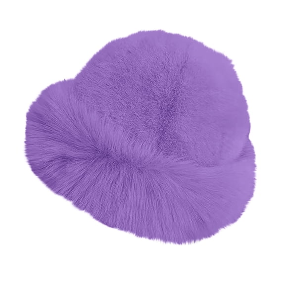 Chuancc Women's Winter Faux Fur Bucket Hat Fisherman Fuzzy Bucket Hat Mongolian Fisherman Cap Beanie for Outdoor Dark Purple One Size