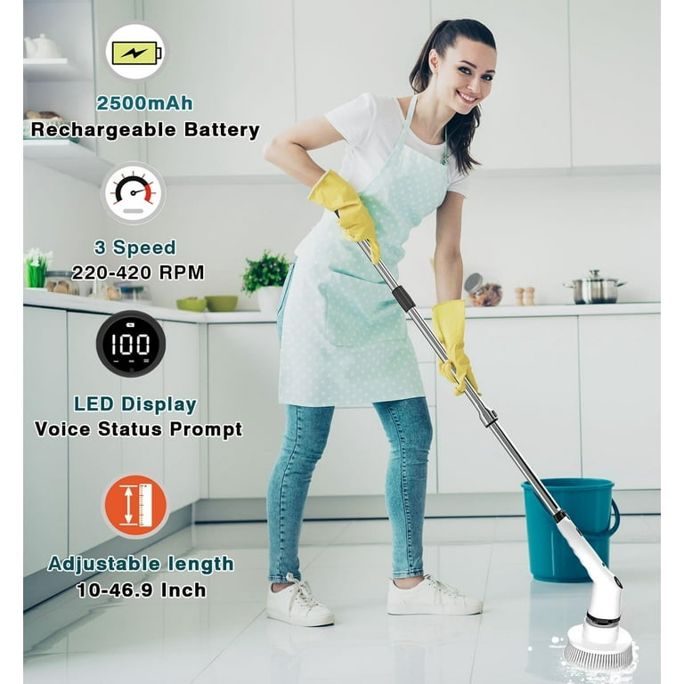 Electric Scrubber for Cleaning, Bathroom Scrubber 10 in 1 with Led