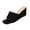Black, variant on Women Wedge Slippers Square Open Toe Flocked Fabric Slip On Heeled Mules Summer Dress Slipper Shoes, Mint Green