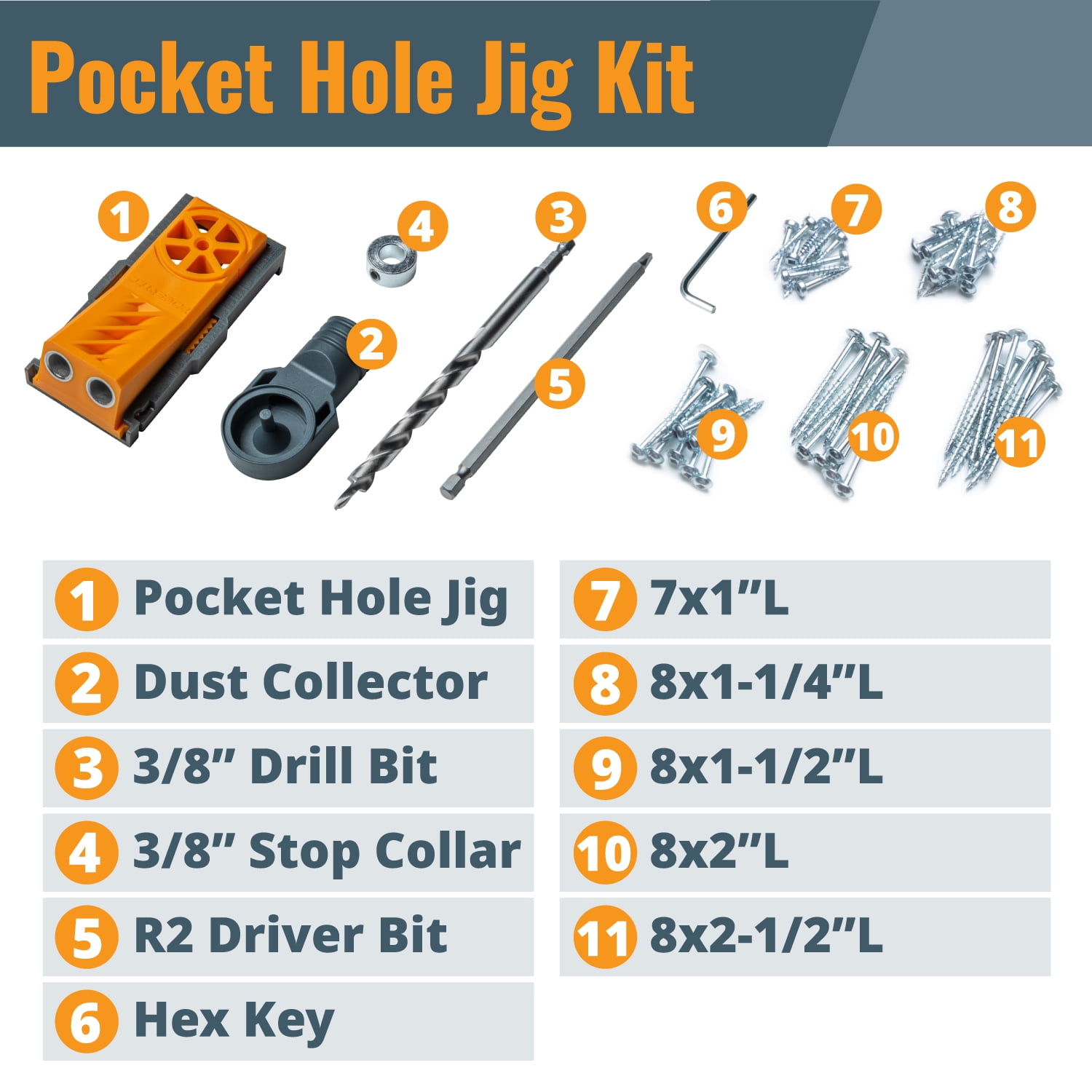 POWERTEC Pocket Hole Jig Kit, 1 Set, 71845