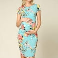 thumbnail image 4 of NaWent Women's Maternity Dress Ruched Ribbed Bodycon Summer Dresses Casual Pregnancy Dress Light blue S(S), 4 of 4
