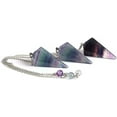 thumbnail image 2 of Angelstones Natural Rainbow Fluorite Gemstone Rock Crystal Hexagonal Pointed Reiki Chakra Pendant Pendulum, 2 of 2