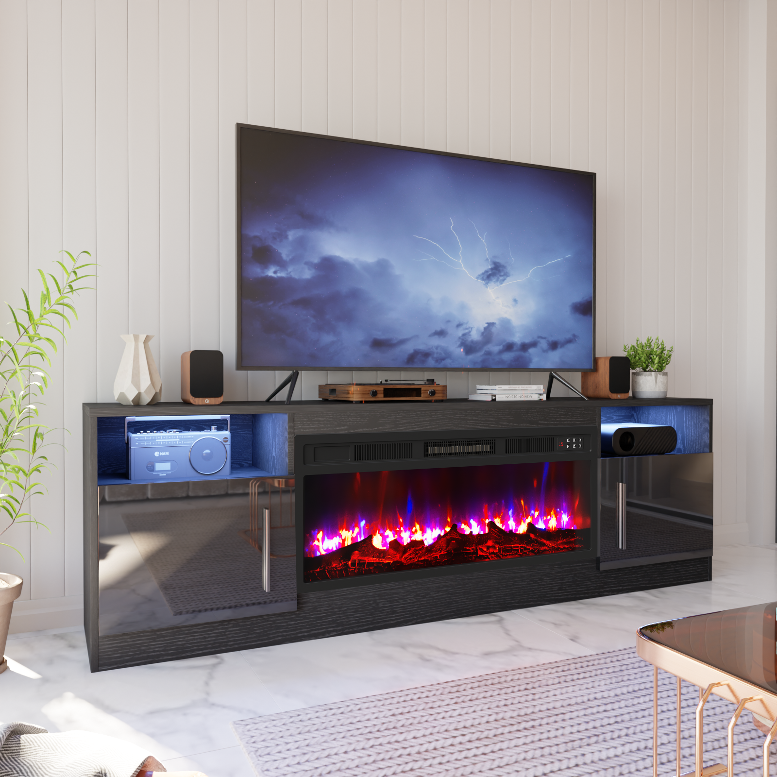 Waleaf 70" Fireplace TV Stand for TVs up to 80" photo 3
