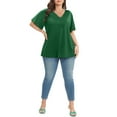 thumbnail image 5 of WellSize Women Plus Size Tops Dressy Lace V Neck Shirts Casaul Short Sleeve Tunic Blouses, 5 of 8