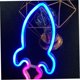 thumbnail image 3 of Letrero de luz de neón Yashi con forma de cohete luz LED azul y rosa USB y 3 pilas AA, 3 of 5