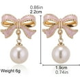 thumbnail image 7 of Censtreet Gold Bow Earrings for Women, Trendy Small Bow Earrings, Ribbon Waterfall Dangling Earrings, Pearl Bow Earrings, Sparkly Elegant Bowknot Preppy Jewelry Gifts for Women, 7 of 7