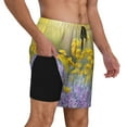 thumbnail image 2 of Cauagu Flowers And Butterflies Print Mens Swim Trunks Quick Dry Board Shorts Swim Shorts with Compression Liner Bathing Suits-X-Large, 2 of 6