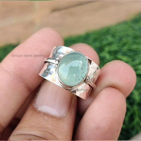 Aquamarine sterling silver ring