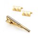 thumbnail image 1 of Elegante juego de gemelos y clips para corbatas en cobre chapado en oro, 1 of 3