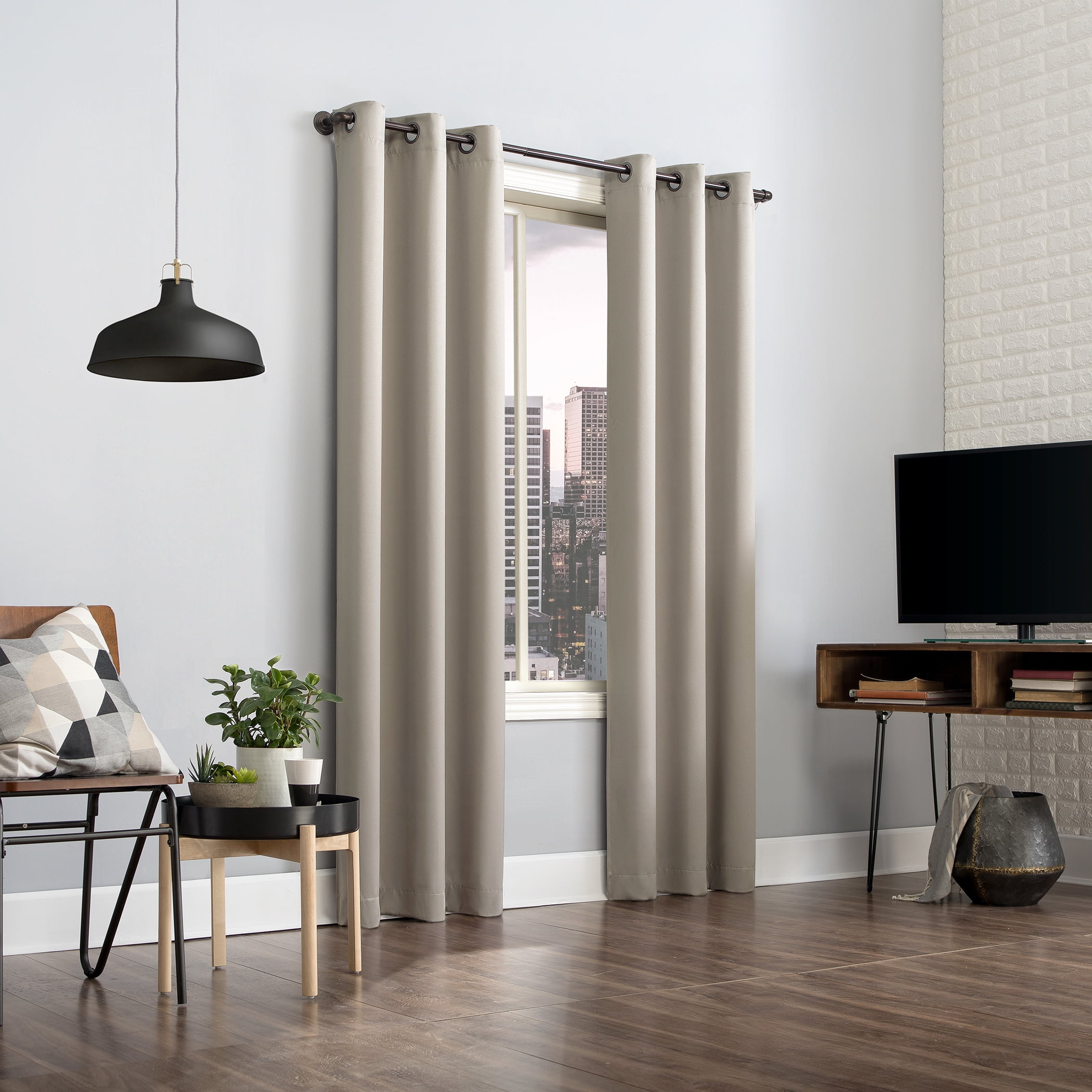 Sun Zero Avery Total 100% Blackout Grommet Curtain Panel, 40" x 63", Stone