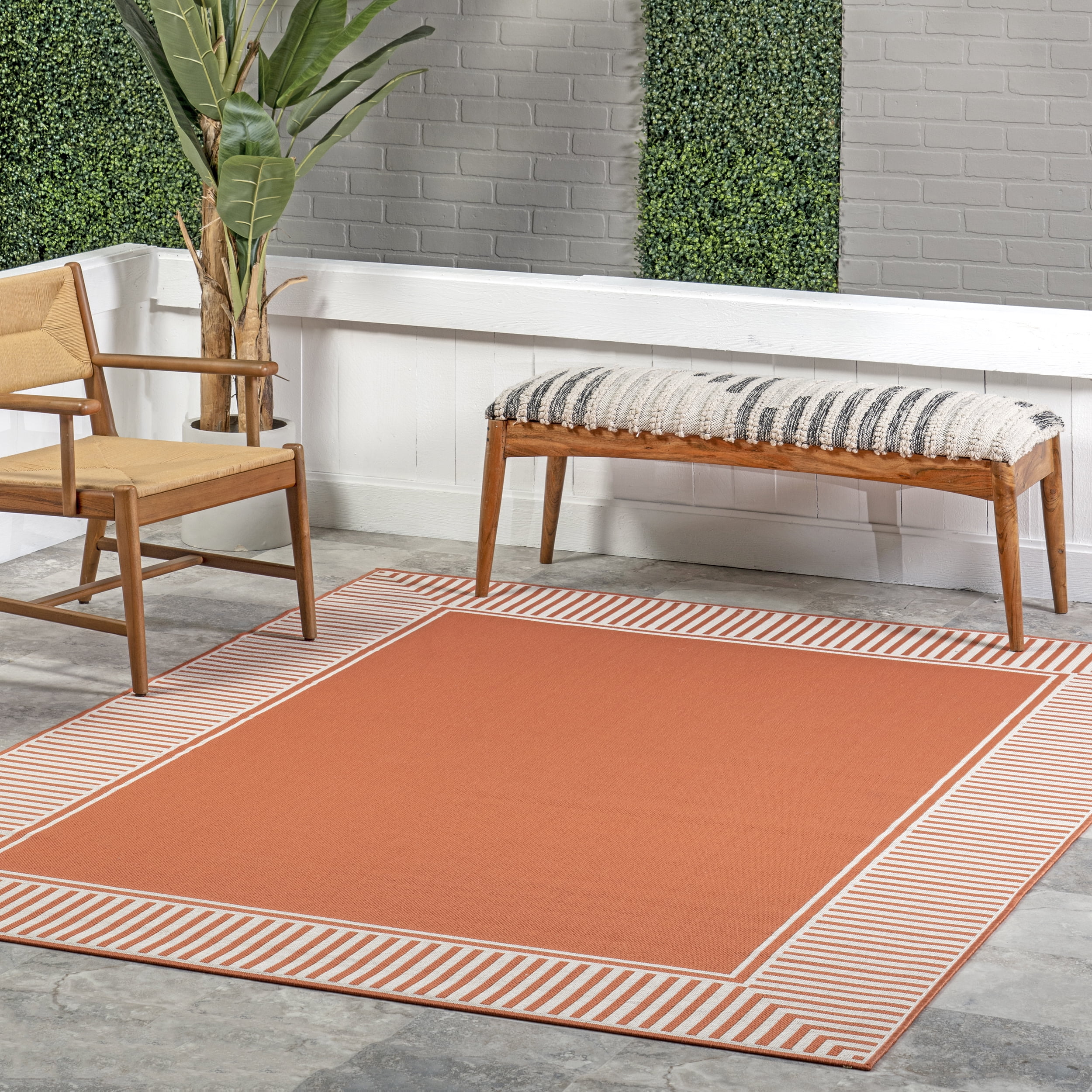 nuLOOM Asha Simple Border Indoor/Outdoor Area Rug, 8' x 10', Orange