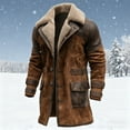 thumbnail image 2 of Fgnfyis Winter Coats for Men Brown Anorak Coat Mid Long Length Warm Thickened Winter Jacket Windproof Outdoor Hooded Raincoat Mens Jacket Brown_001 M, 2 of 3