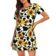 thumbnail image 1 of Disketp Cute Cow Print Sunflower D para Camisón Corto de Manga Corta para Mujeres, Camisón Cómodo con Escote Redondo, Bonito y Confortable, 1 of 6