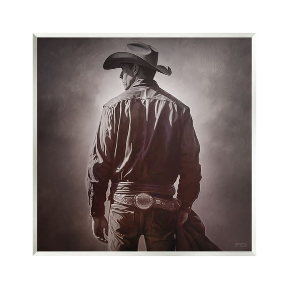 Stupell Industries Monochrome Cowboy Silhouette Abstract Photography Unframed Art Print Wall Art, 12 x 12