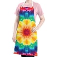 thumbnail image 5 of Rainbow Tie Dye Mandala Pattern Apron-Garden Aprons for Women with Pockets-Cotton Linen Waterproof Kitchen Cooking Gardening Aprons Adjustable for Kitchen,Cooking,BBQ and Salon 33x27 Inch, 5 of 7