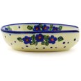 thumbnail image 3 of Polish Pottery 5-inch Spoon Rest (Bold Blue Pansy Theme) Signature UNIKAT Hand Painted in Boleslawiec, Poland + Certificate of Authenticity, 3 of 6
