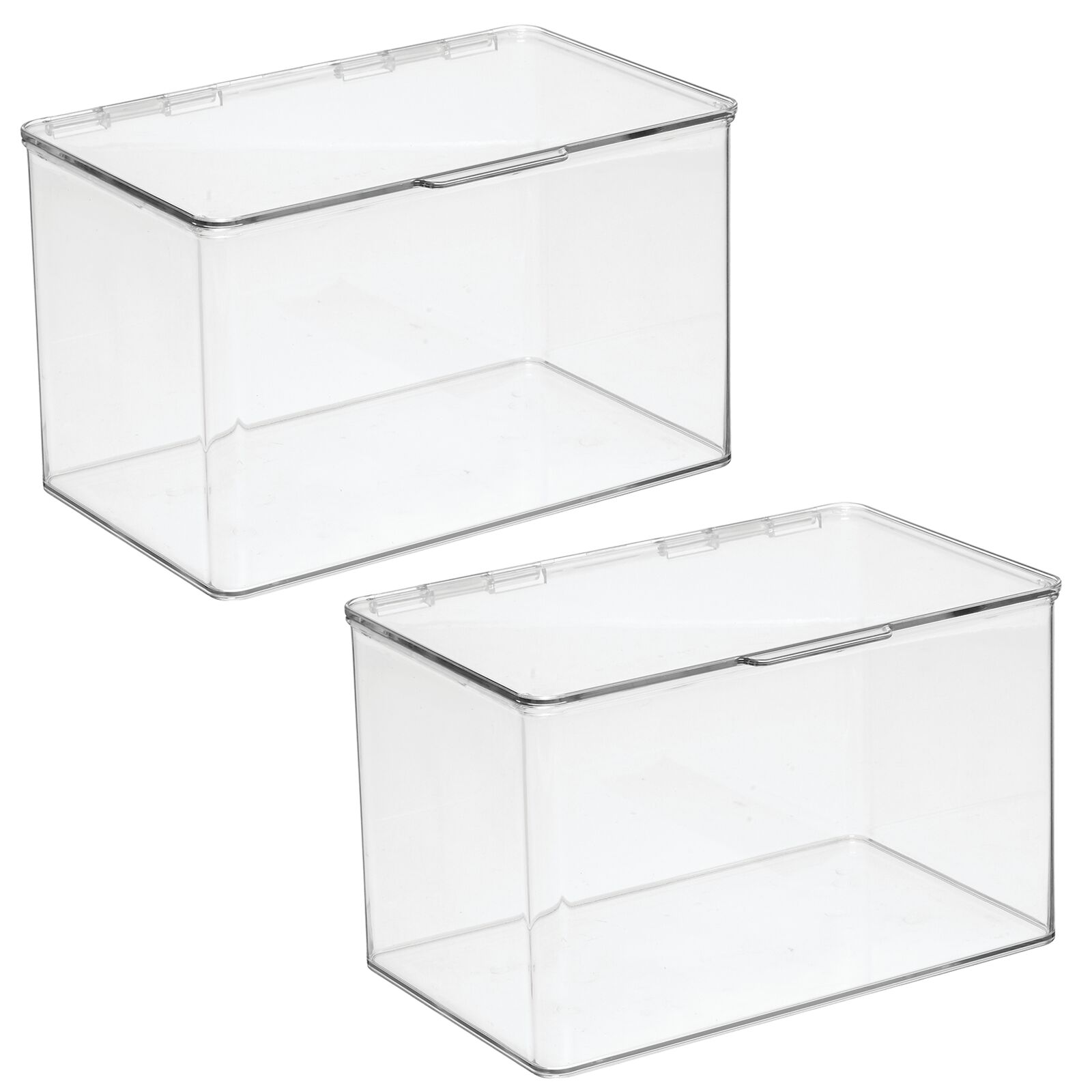 mDesign Plastic Stackable Box Food Storage Container Box with Hinged