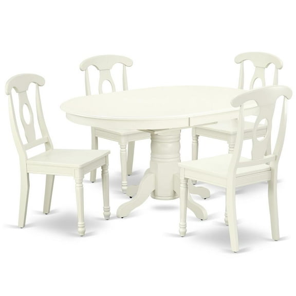East West Furniture Dining Room Set Linen White, AVKE5-LWH-W