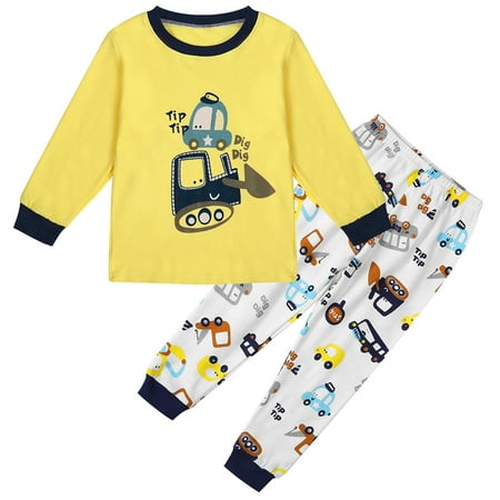 

Boys and Toddlers Cartoons 2-Piece Pajama Set Long Sleeve T-Shirt And Pants