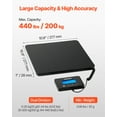 thumbnail image 2 of VEVOR Digital Postal Scale, 0.35 oz/3.5 oz Dual Accuracy, 440 lbs Commercial Weight Scale with Hold/Tare Function & LCD Display, Fit for Packages, Postage, Luggage, Battery & Charging Cable Included, 2 of 9