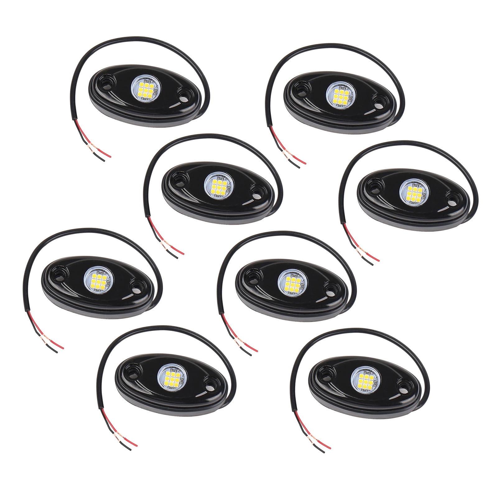 YAHHU 8 Packs LED Rock Lights for Trucks IP67 Waterproof Under Body Wheel Well Exterior Interior Glow Lamp for Car Pickups Motorcycle Boat White Chassis Ambient Lighting Kit