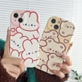 thumbnail image 2 of Cute Bear Rabbit Couples Love Heart Rounded Edge Soft  for iPhone Case (Pink,iPhone 15 Pro Max), 2 of 7