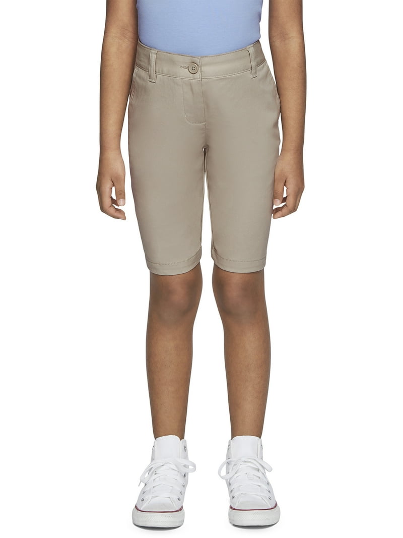 Wonder Nation Girls School Uniform Bermuda Shorts, Sizes 4